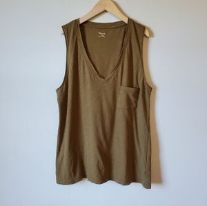 Madewell Olive Green 100% Cotton Tank Top